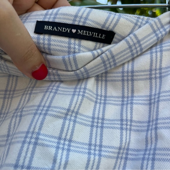Brandy Melville white and blue Plaid mini Skirt! - Picture 3 of 5